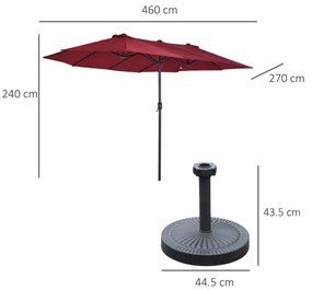 Outsunny Umbrelă Dublă de Grădină în Oțel și Poliester Roșu cu Deschidere Ușoară | Aosom Romania