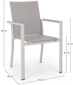 Scaun metalic, cu brate, gri, Konnor, Bizzotto