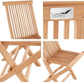 Scaun pliabil din tec din lemn 4x , DIVERO