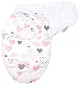 Sistem de infasare Baby swaddle Inimioare Bumbac Alb, Amy, 72x60 cm