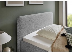 Pat matrimonial gri deschis tapițat cu spațiu de depozitare cu somieră 180x200 cm Primo – Meise Möbel