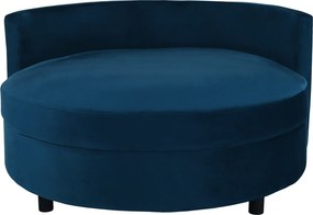 Fotoliu rotund, ţesătură albastru din catifea, SALOTO