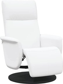 vidaXL Fotoliu rabatabil cu suport de picioare, alb, piele ecologică