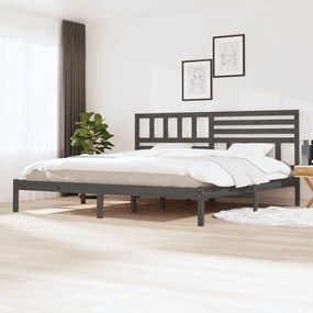 3101045 vidaXL Cadru de pat, gri, 200 x 200 cm, lemn masiv de pin
