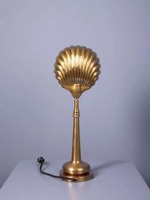Lampă de birou din alamă antichizată, abajur în formă de scoică, finisaj vintage, 49×18×13 cm, „Shelly"