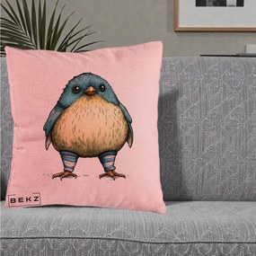 Perna Decorativa Pasare Albastra cu Sosete Albastre, 40x40 cm, Roz, Husa Detasabila, Perna Inclusa, BEKZ®