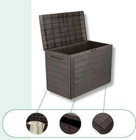 Cutie de depozitare WOODEBOX, 190L, 78x44x55cm, maro închis Prosperplast