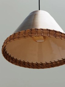 Lustra suspendată din metal și rattan, Ø41 cm, „Sabia”