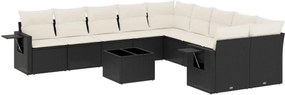 vidaXL Set canapele de grădină cu perne, 11 piese, negru, poliratan