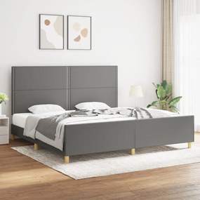vidaXL Cadru de pat fără saltea, gri închis, 200x200 cm, textil
