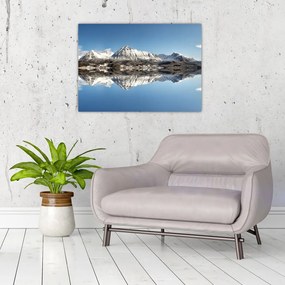 Tablou pe sticlă cu munți și reflectarea lor (70x50 cm)