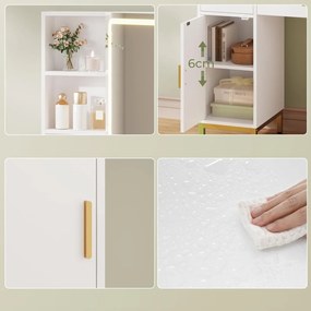 SEA1 - Set Masa toaleta 104 cm, cu 3 sertare, Cu Priza, USB si USB-C, cosmetica, machiaj, oglinda cu LED, masuta vanity, make-up - Alb