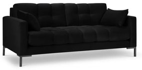 Canapea 2 locuri Mamaia cu tapiterie din catifea, picioare din metal negru, negru