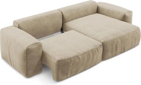 Colțar maro deschis extensibil cu tapițerie din chenille (cu colț pe partea dreaptă/cu șezlong) Kuki – Makamii