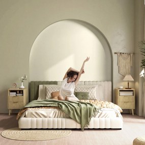 HOMCOM Set de 2 noptiere, noptiere cu 2 sertare și compartiment deschis, colțuri rotunjite, 40 x 40 x 61 cm, stejar | Aosom Romania