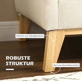 HOMCOM Canapea pentru 2 persoane pentru sufragerie, canapea mica, canapea tapitata cu 2 perne decorative, bej | Aosom Romania