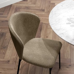 HOMCOM Scaun de masă, Design contemporan și elegant, Material textil cu efect de in, Oțel, 52 x 55 x 80 cm,  Maro deschis | Aosom Romania