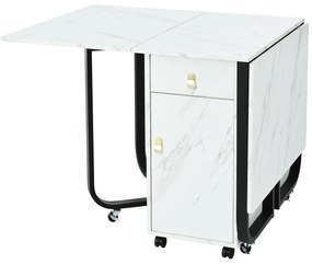 Masă de bucătărie versatilă și pliabilă, Alb+Negru | Aosom Romania