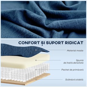 HOMCOM Fotoliu Relax Electric Reclinabil 150° cu Suport pentru Picioare și Port USB, Fotoliu Reclinabil Electric cu Cotiere Largi, Material cu Aspect de In, pentru Living, Dormitor, Albastru | Aosom Romania