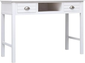 vidaXL Birou, alb, 108x45x76 cm, lemn masiv de paulownia