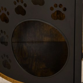 PawHut Ansamblu pentru Pisici pe Mai Multe Niveluri cu Culcuș, Etajere din Lemn și Oțel, Stil Industrial, Maro | Aosom Romania