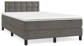 vidaXL Pat cu arcuri, saltea și LED, gri închis, 120x190 cm, catifea