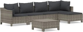 vidaXL Set mobilier de grădină cu perne, 6 piese, gri, poliratan