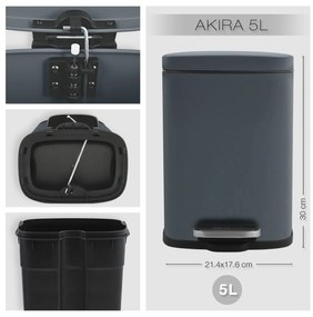 Spirella Coș de gunoi cu pedală Akira 5 l, gri mat