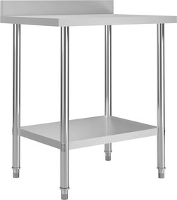 vidaXL Masă de lucru bucătărie bordură antistropire 80x60x93 cm oțel