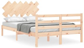 3195261 vidaXL Cadru de pat cu tăblie, dublu, lemn masiv