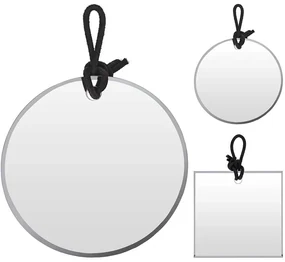 Oglinda cu snur negru pentru agatare, disponibila pe rotund (q25cm) sau pe patrat (23x23cm)