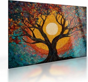 Tablou pe sticlă - Soarele în coroana arborelui vieții (70x50 cm)