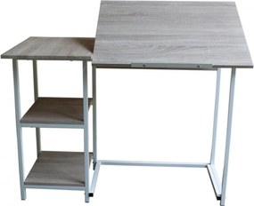 Birou pentru copii Novokids™ Study desk, Cadru metalic, Cu 3 polite incluse, Dimensiuni 110x55x75 cm, Pentru carti si caiete, Natur
