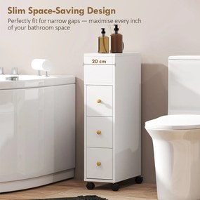 HOMCOM Unitate de Stocare pentru Baie Slim cu Roți - Alb | Aosom Romania