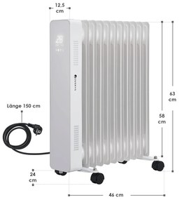 Radiator ulei OH125BW2 cu termostat, LED cu putere 2500W alb