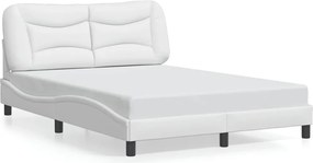 vidaXL Cadru de pat fără saltea, Hvar, alb, 120x200 cm, piele ecologică