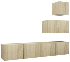 3079050 vidaXL Set dulapuri TV, 4 piese, stejar sonoma, lemn prelucrat