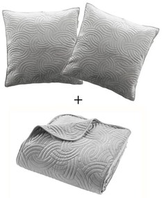 Set cuvertură și față de pernă gri din catifea 240x260 cm Solange – douceur d'intérieur