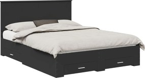 vidaXL Cadru de pat Negru și argintiu 150 x 200 cm Lemn compozit