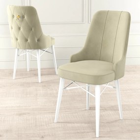 Set de scaune de sufragerie Pare Cream and White,6 buc.