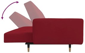 Canapea extensibila 2 locuri, cu taburet, rosu vin, canapea Bordo, Cu suport de picioare