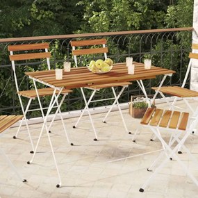 vidaXL Masă bistro pliabilă 100x54x71 cm, lemn masiv de acacia &amp; oțel