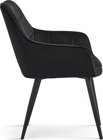 Fotoliu de sufragerie VARSI VELVET cu picioare negre, negru