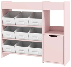 AIYAPLAY Mobilier de depozitare pentru copii, etajeră pentru jucării cu 9 sertare din material textil și dulap, roz | Aosom Romania