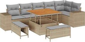 vidaXL Set de canapele pentru grădină 9 pcs Beige și gri deschis