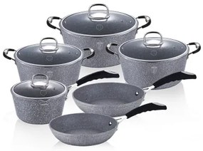 Set oale si tigai marmorate (10 piese) din aluminiu forjat Gray Stone Touch Line Berlinger Haus BH 1170N