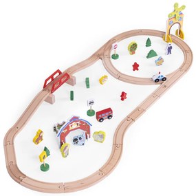 Set de trenuri agricole din lemn 53 de piese