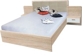 Pat EFFECT 160x200, stejar sonoma, PAL/stofa, cu 2 noptiere