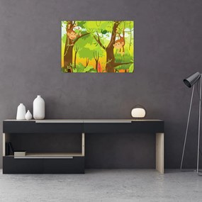 Tablou pe sticlă - Maimuțe (70x50 cm)