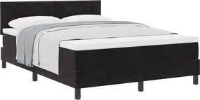 vidaXL Pat cu arcuri cu saltea cu headboard Negru 140 x 190 cm Catifea